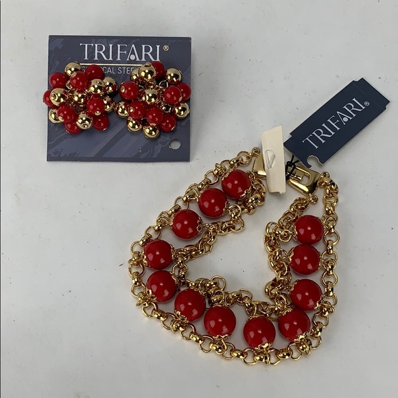 Trifari Jewelry - Trifari Bracelet and Earrings